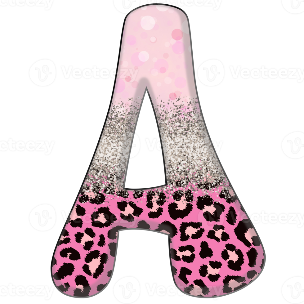 Half Leopard black and Pink Clipart png