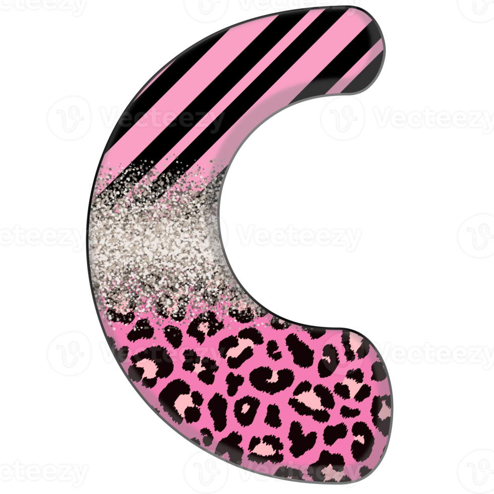 Half Leopard black and Pink Clipart png