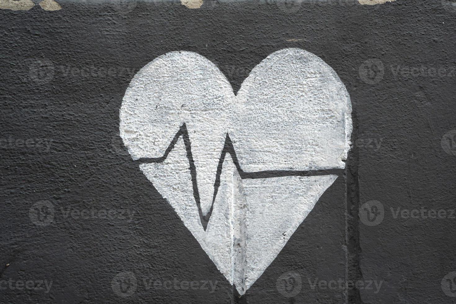 heart shape graffiti black and white photo