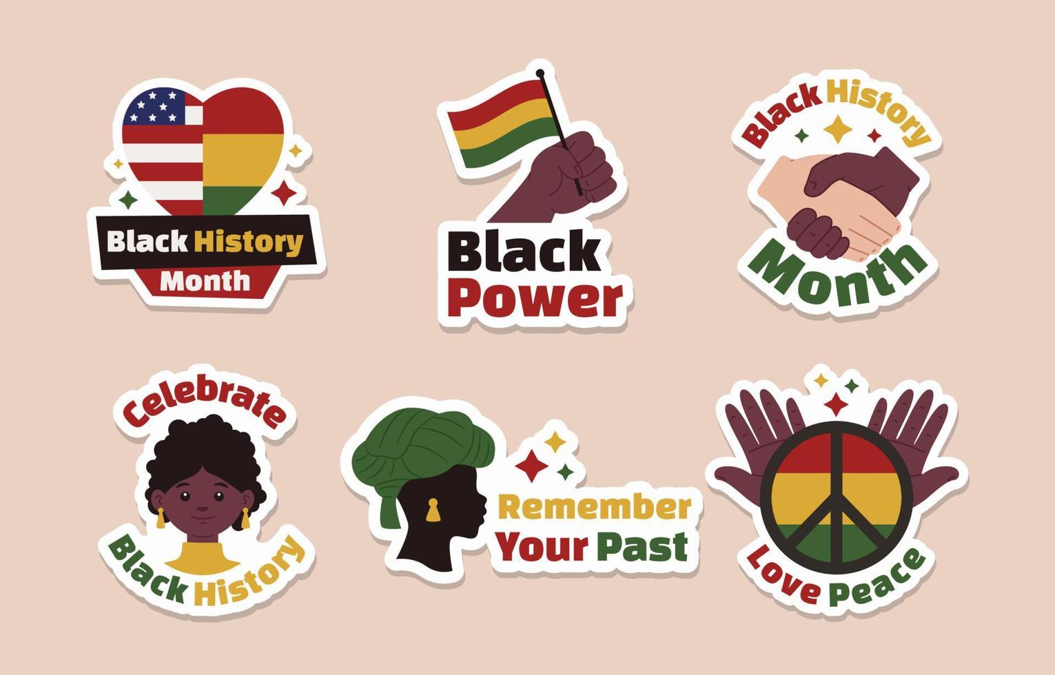 saludo del mes de la historia negra pegatinas vector