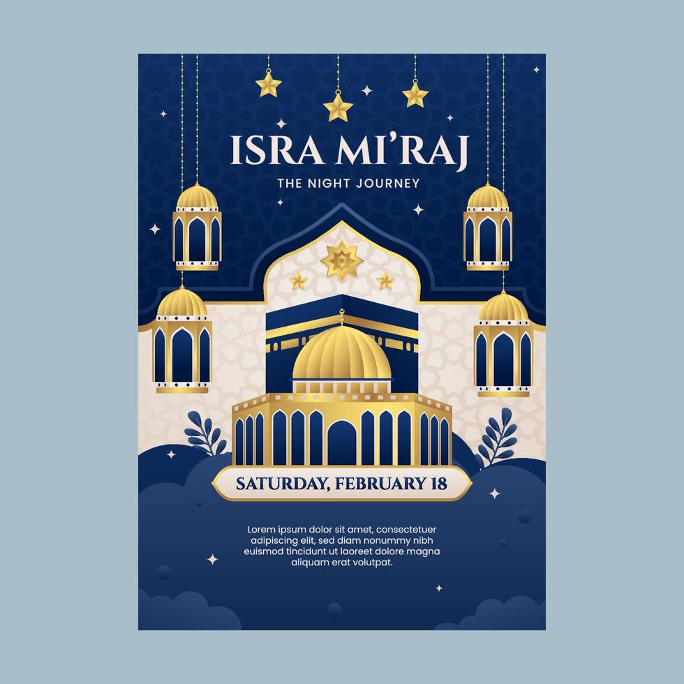 concepto de cartel de isra miraj vector