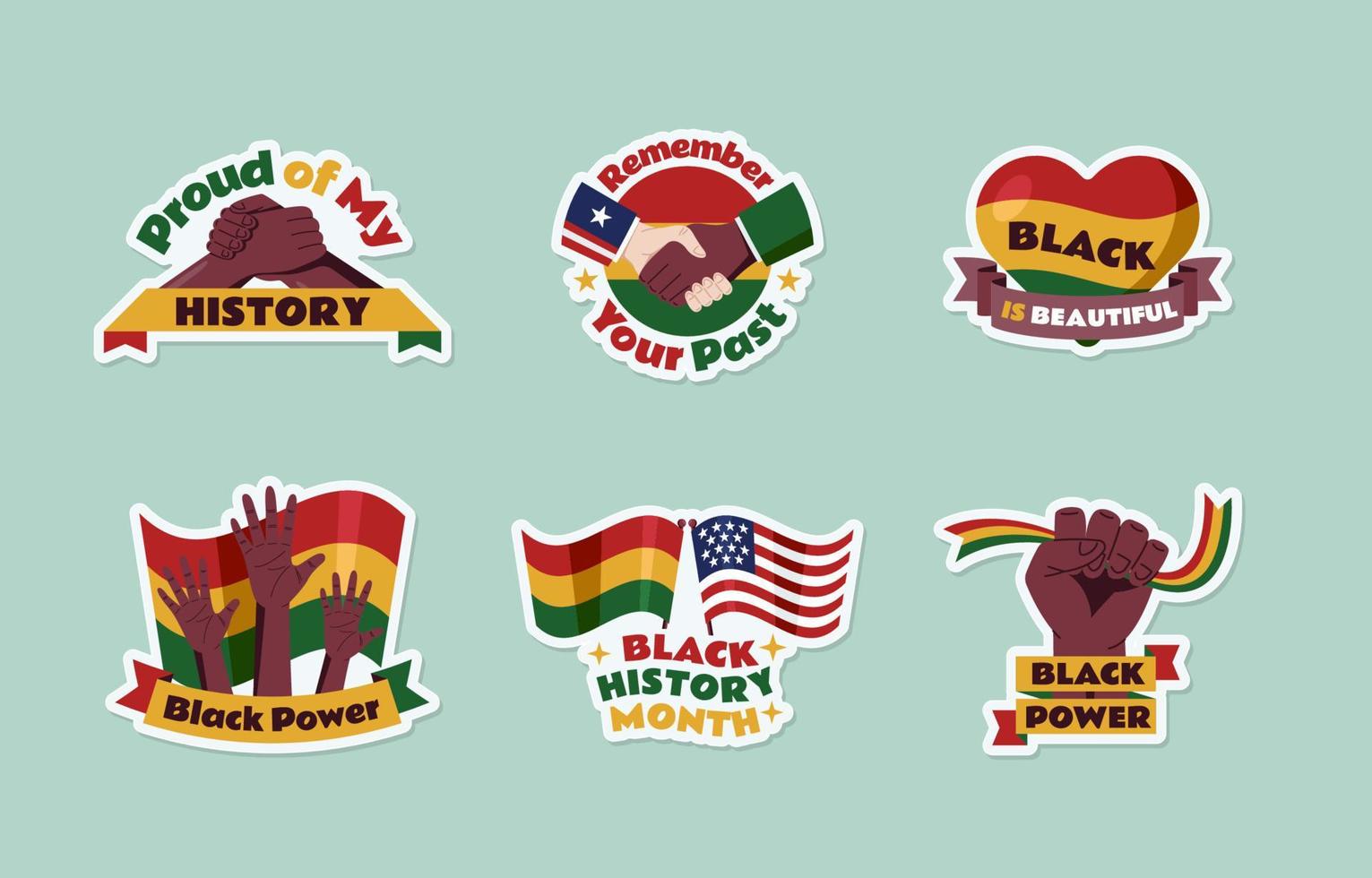 Black History Month Greeting Stickers vector