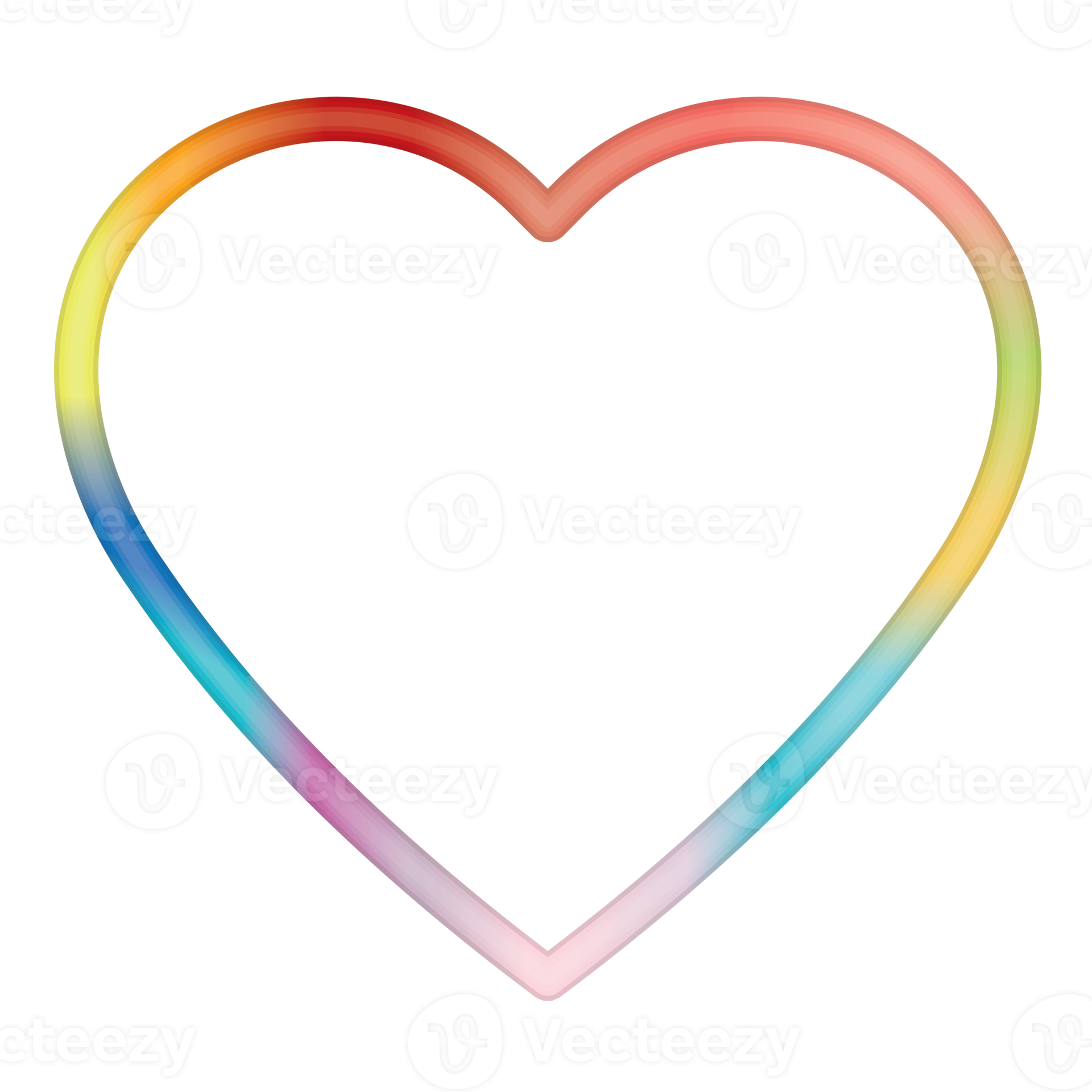 Colorful heart shape frame isolated. Rainbows heart border. 18729281 PNG