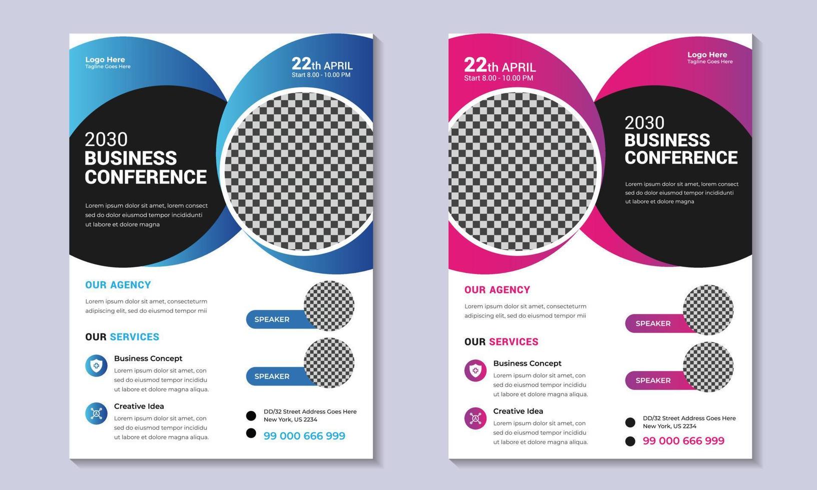 Business conference flyer design template. Corporate Business Conference live meeting and flyer design layout template. vector illustration.