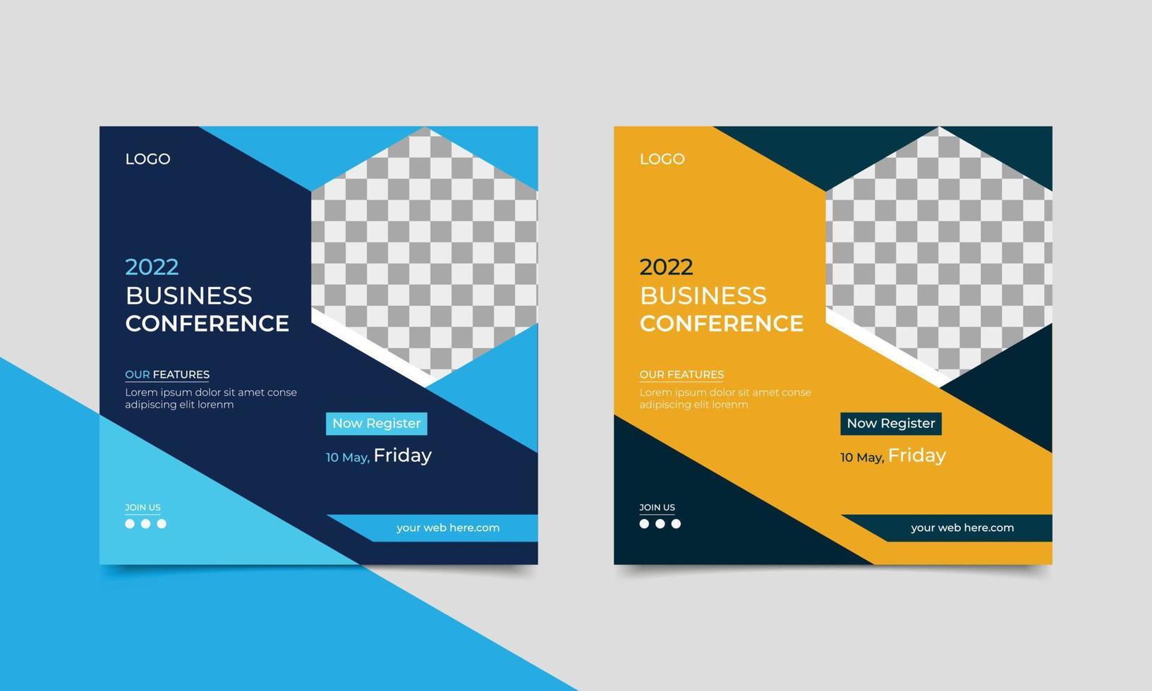 Business webinar invitation banner template design. Online corporate business webinar conference web banner or live webinar banner design. vector