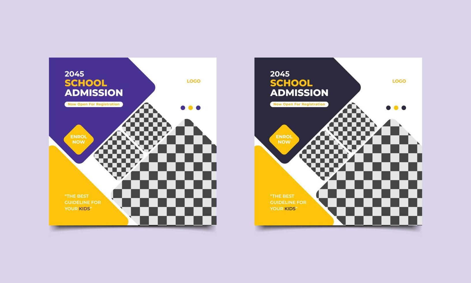 School admission social media web banner design. Back to school admission square banner for social media post template design. vector