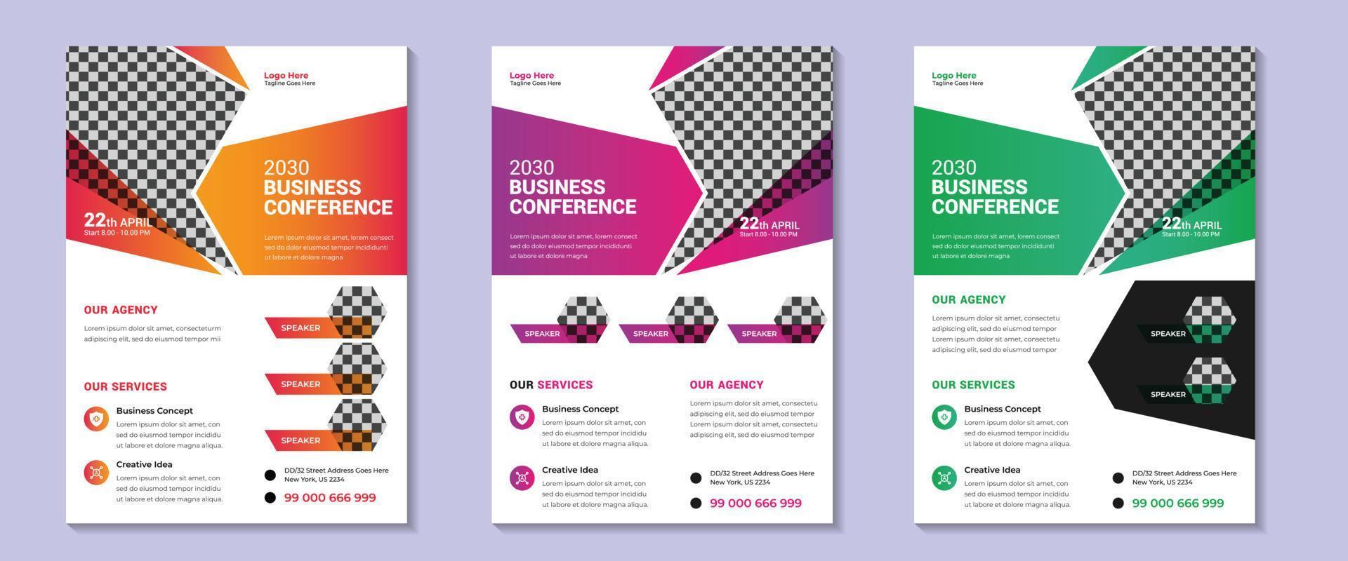 Business conference flyer design template. Corporate Business Conference poster and flyer design layout template with nice background. vector illustration.