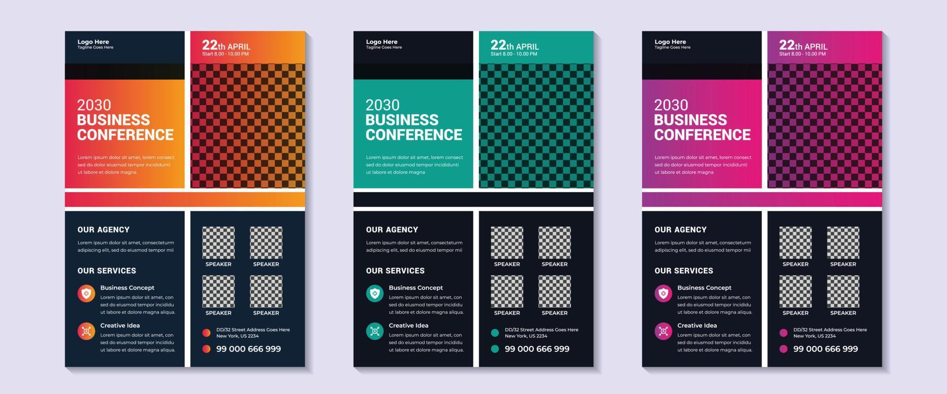 Corporate Business Conference poster and flyer design layout template in A4 size. Corporate Business Conference live meeting and flyer design layout template. vector illustration.