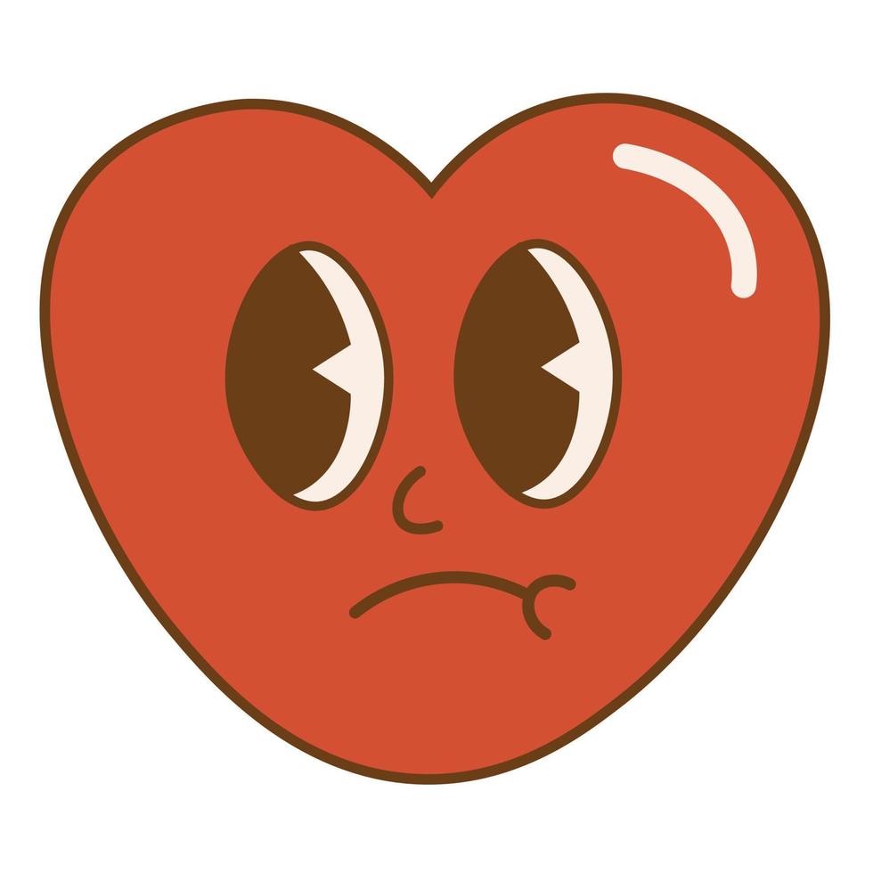 Groovy lovely heart.Happy Valentines day. Funky happy heart character in trendy retro 60s 70s cartoon style vector
