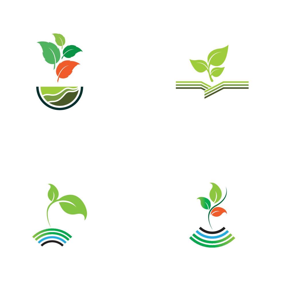 concepto de logotipo de vector de granja de planta verde