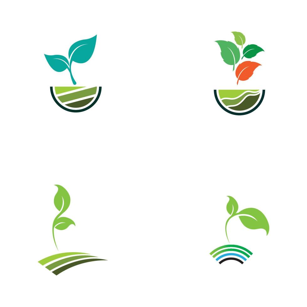 concepto de logotipo de vector de granja de planta verde