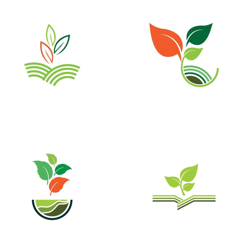 concepto de logotipo de vector de granja de planta verde