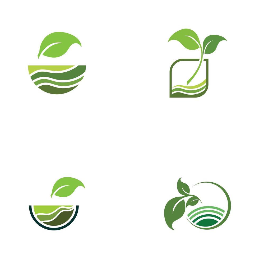 concepto de logotipo de vector de granja de planta verde