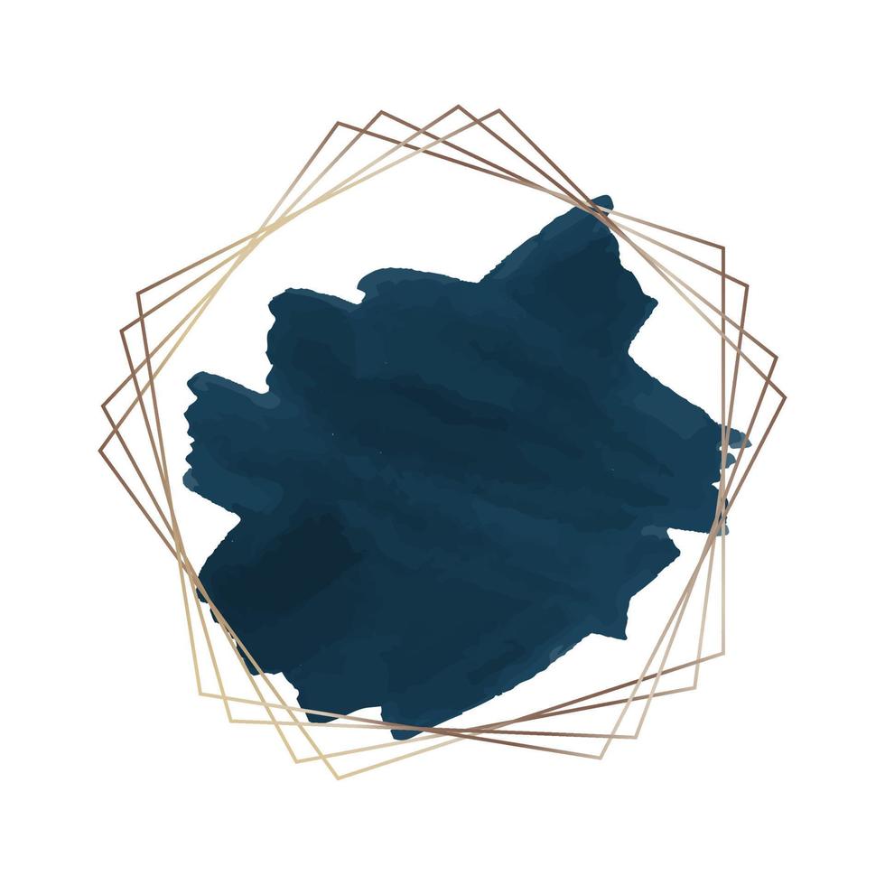 the frame template with dark blue watercolor effect in rustic style vector