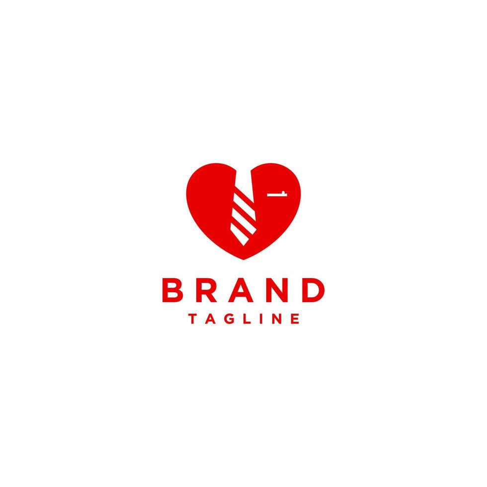 Tie and Pocket Silhouette on Heart Symbol. Illustration of a businessman who loves his job. vector