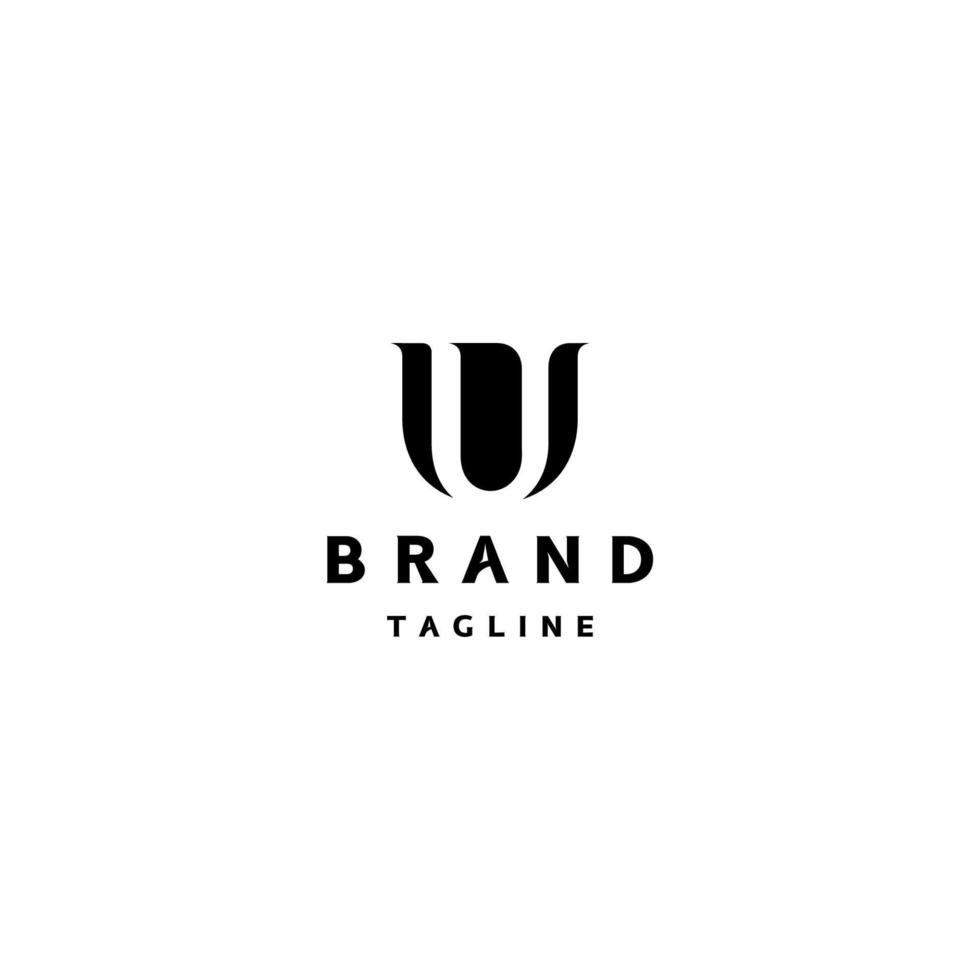 Letter U in Negative Space Logo Design. Minimalist logo design Letter U among flower petals. vector