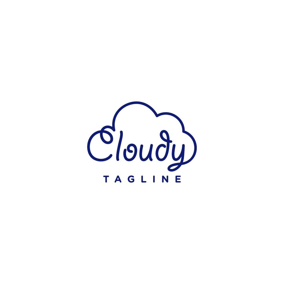 Word Cloud logo design forming a Cloud Symbol. The word sign is designed with script letters from the word cloud with accents that form the cloud. vector