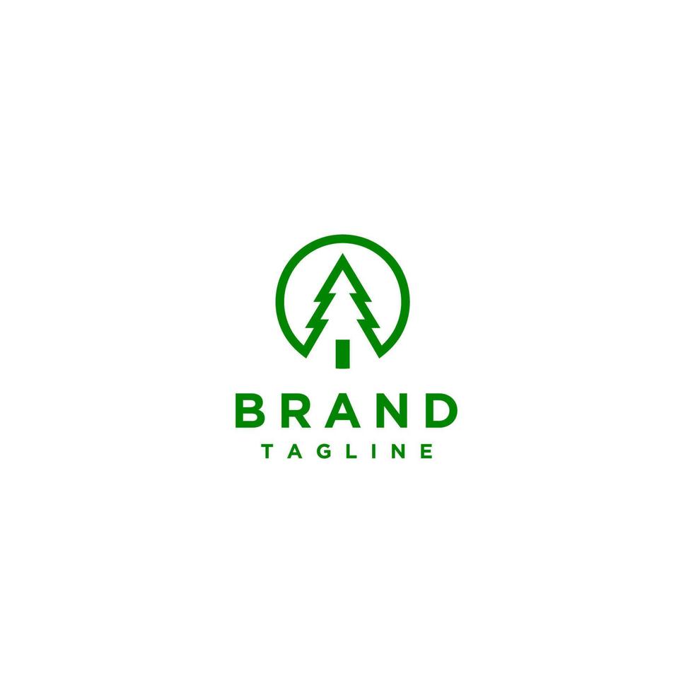 Tree inside Circle Logo Design. Simple logo design outline tree icon in circle. vector