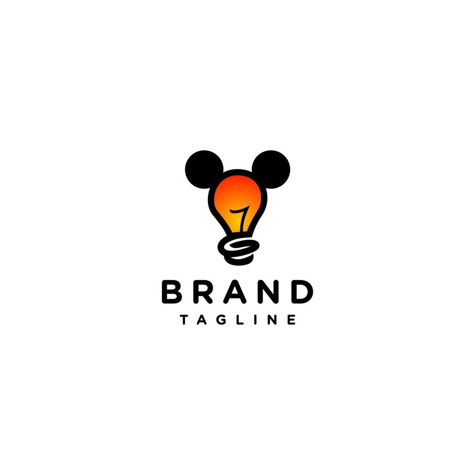 Playful Lights Logo Design with Two Round Ears on the Side. Logo design about a unique inspirational idea in a lamp symbol which has two round ears on its sides. vector