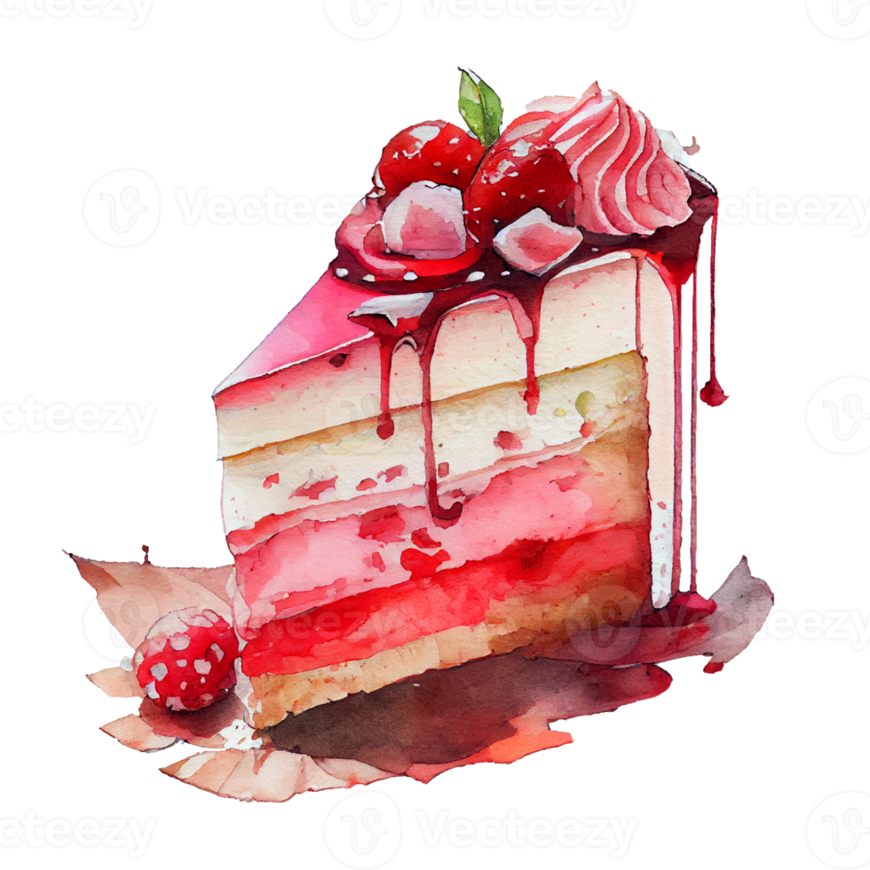 Cake drawing of watercolor PNG transparent