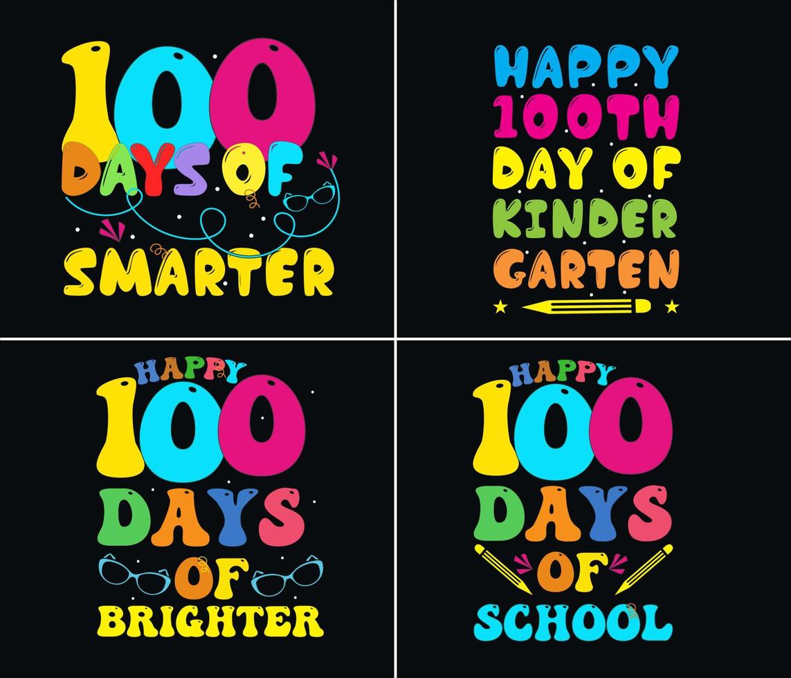 Print ready  100 Days of School T-Shirt Bundle vector