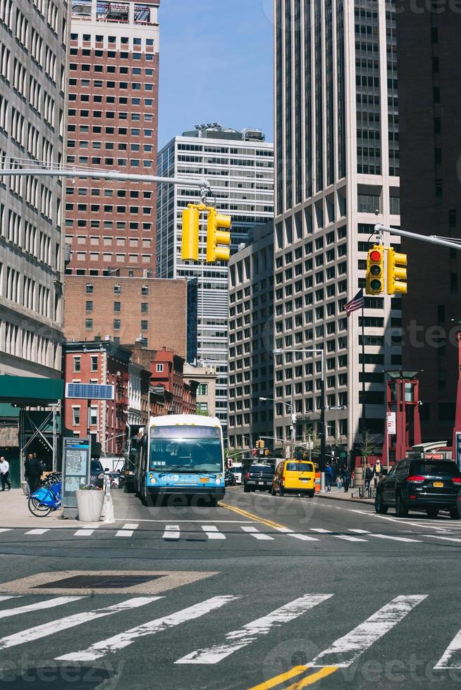 Traffic lights on the streets of Manhattan photo