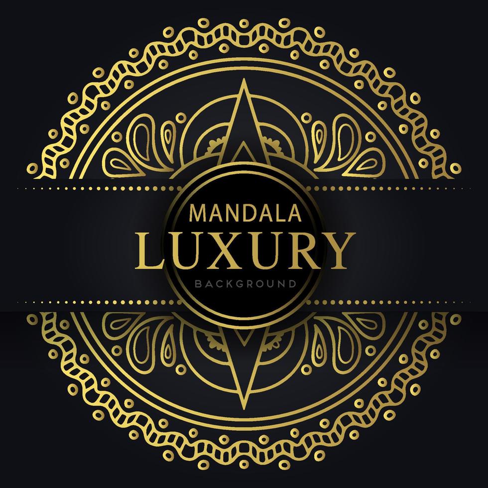 luxury mandala golden with a black background elegant design for anniversary invitation henna vector