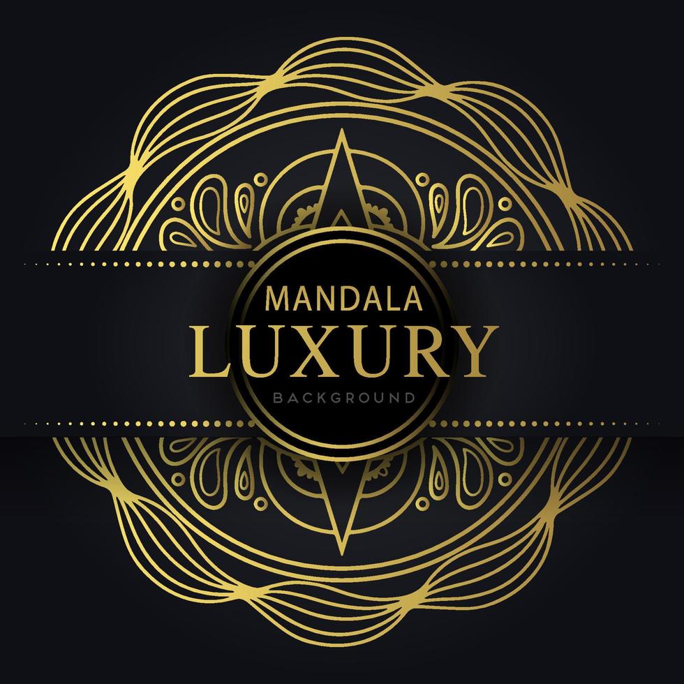 luxury mandala golden with a black background elegant design for anniversary invitation henna vector