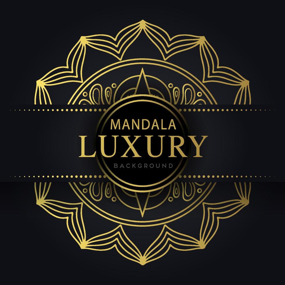 luxury mandala golden with a black background elegant design for anniversary invitation henna vector