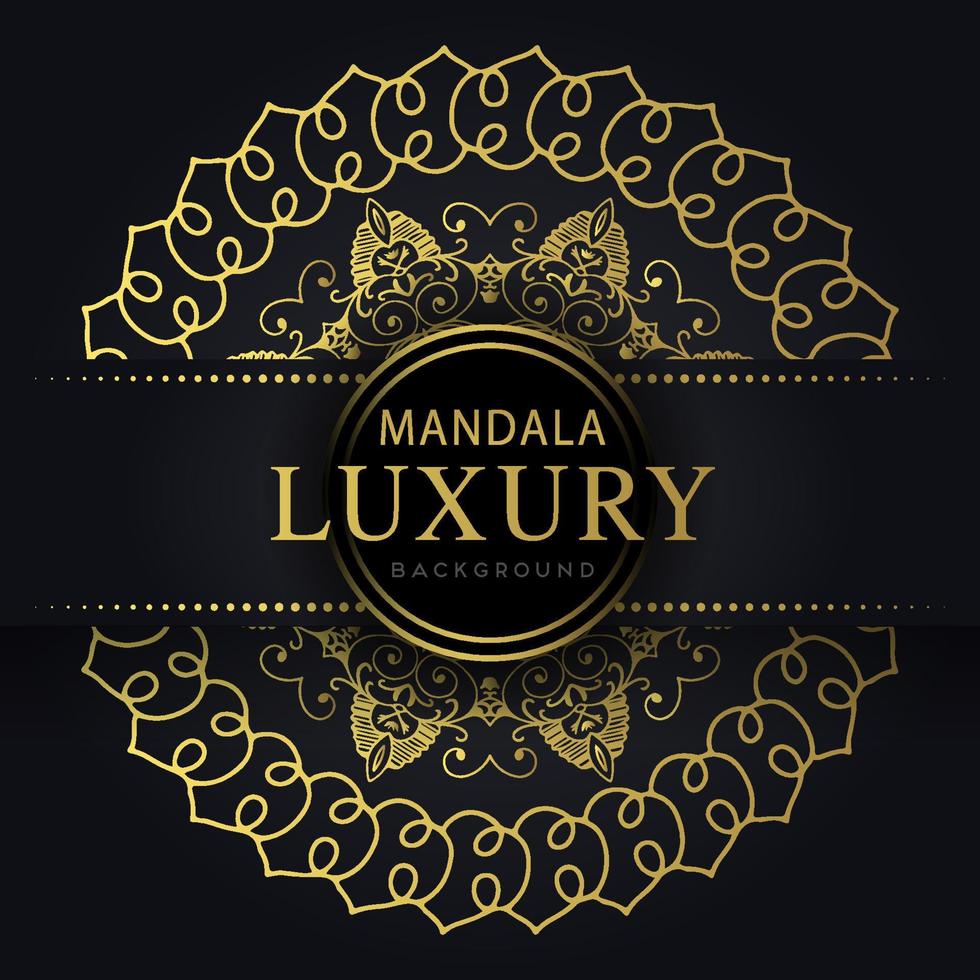 luxury mandala golden with a black background elegant design for anniversary invitation henna vector