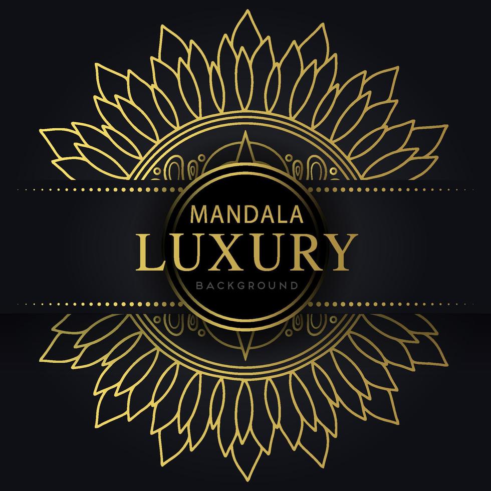 luxury mandala golden with a black background elegant design for anniversary invitation henna vector