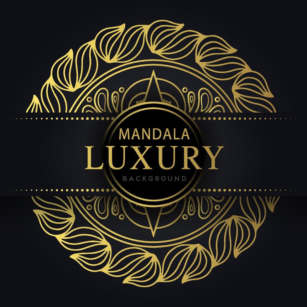 luxury mandala golden with a black background elegant design for anniversary invitation henna vector