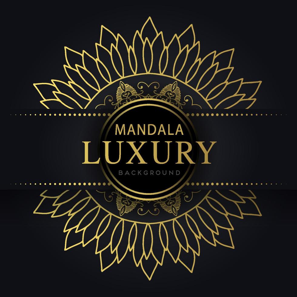 luxury mandala golden with a black background elegant design for anniversary invitation henna vector