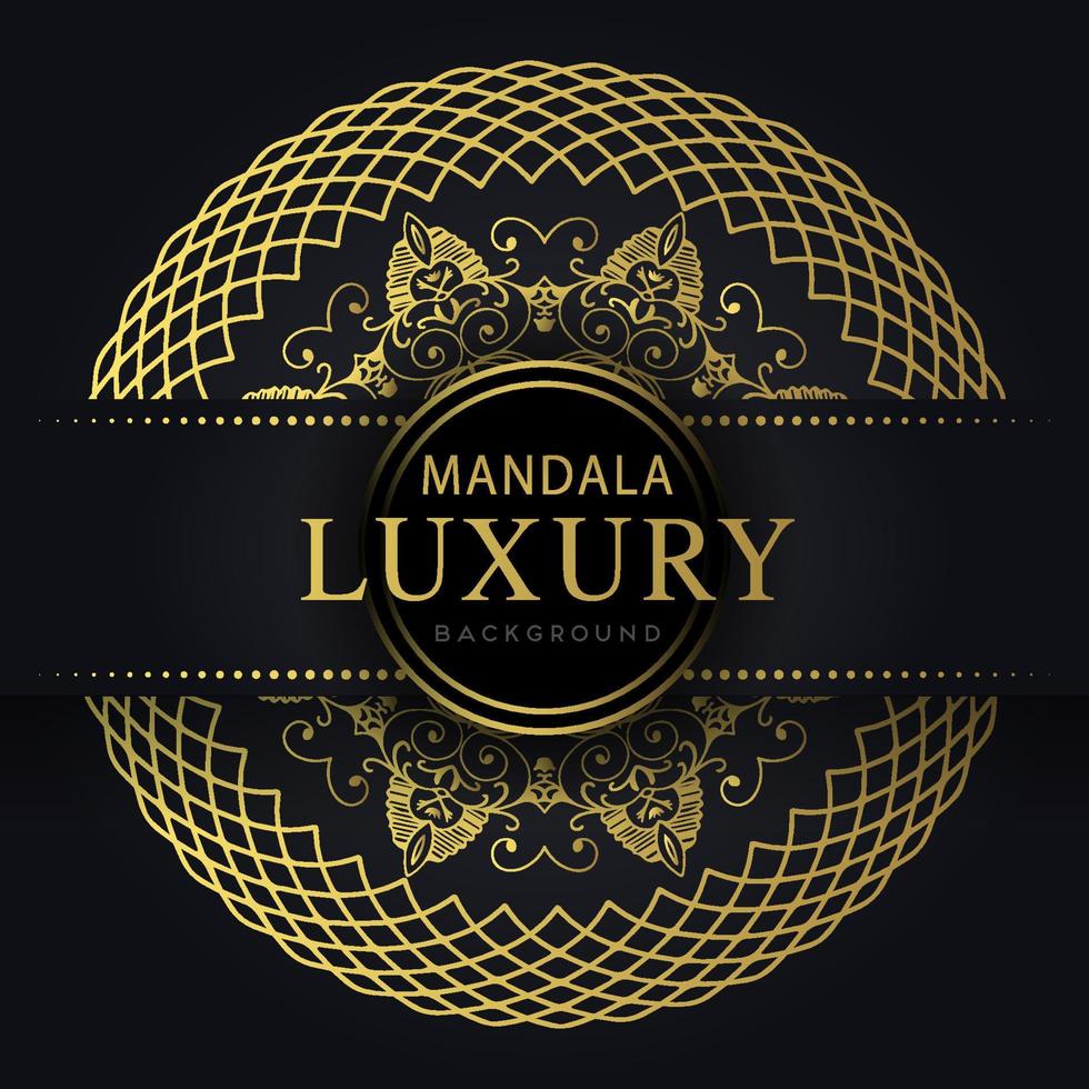 luxury mandala golden with a black background elegant design for anniversary invitation henna vector