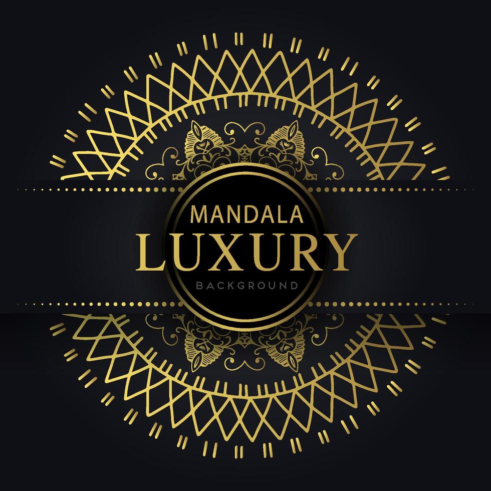 luxury mandala golden with a black background elegant design for anniversary invitation henna vector