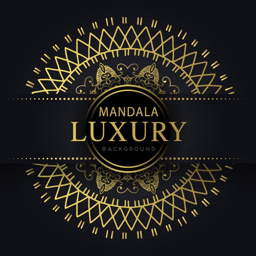 luxury mandala golden with a black background elegant design for anniversary invitation henna vector