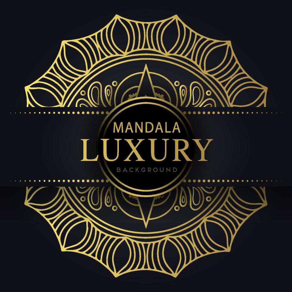 luxury mandala golden with a black background elegant design for anniversary invitation henna vector