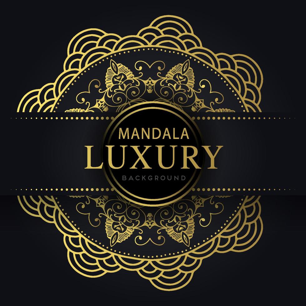 luxury mandala golden with a black background elegant design for anniversary invitation henna vector