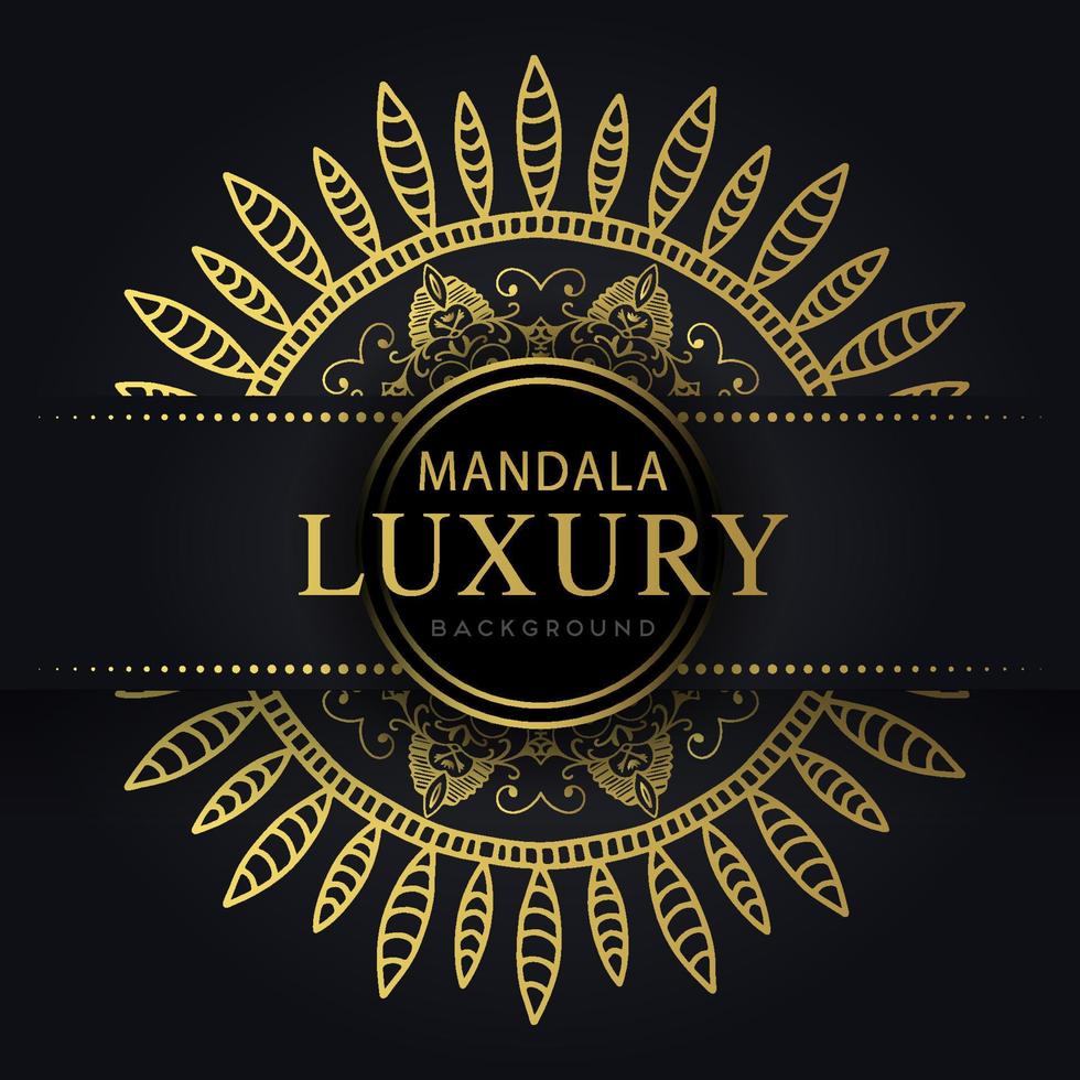 luxury mandala golden with a black background elegant design for anniversary invitation henna vector