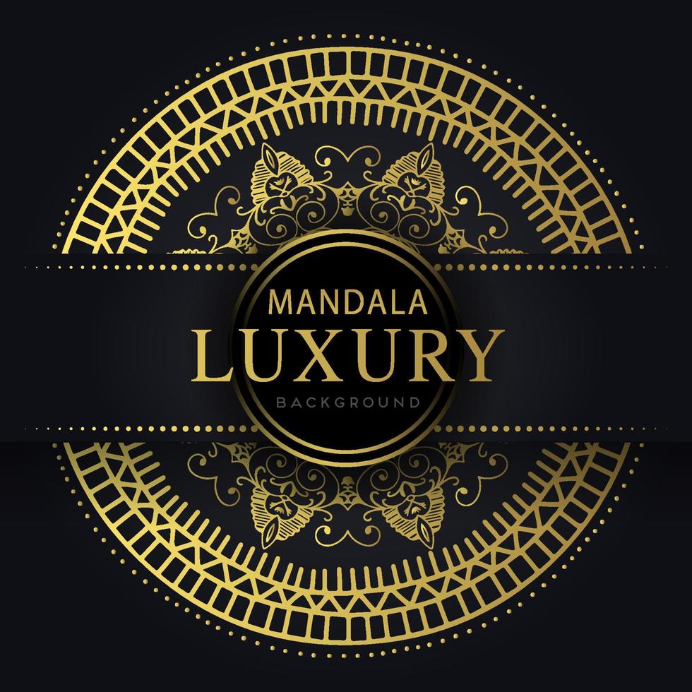 luxury mandala golden with a black background elegant design for anniversary invitation henna vector