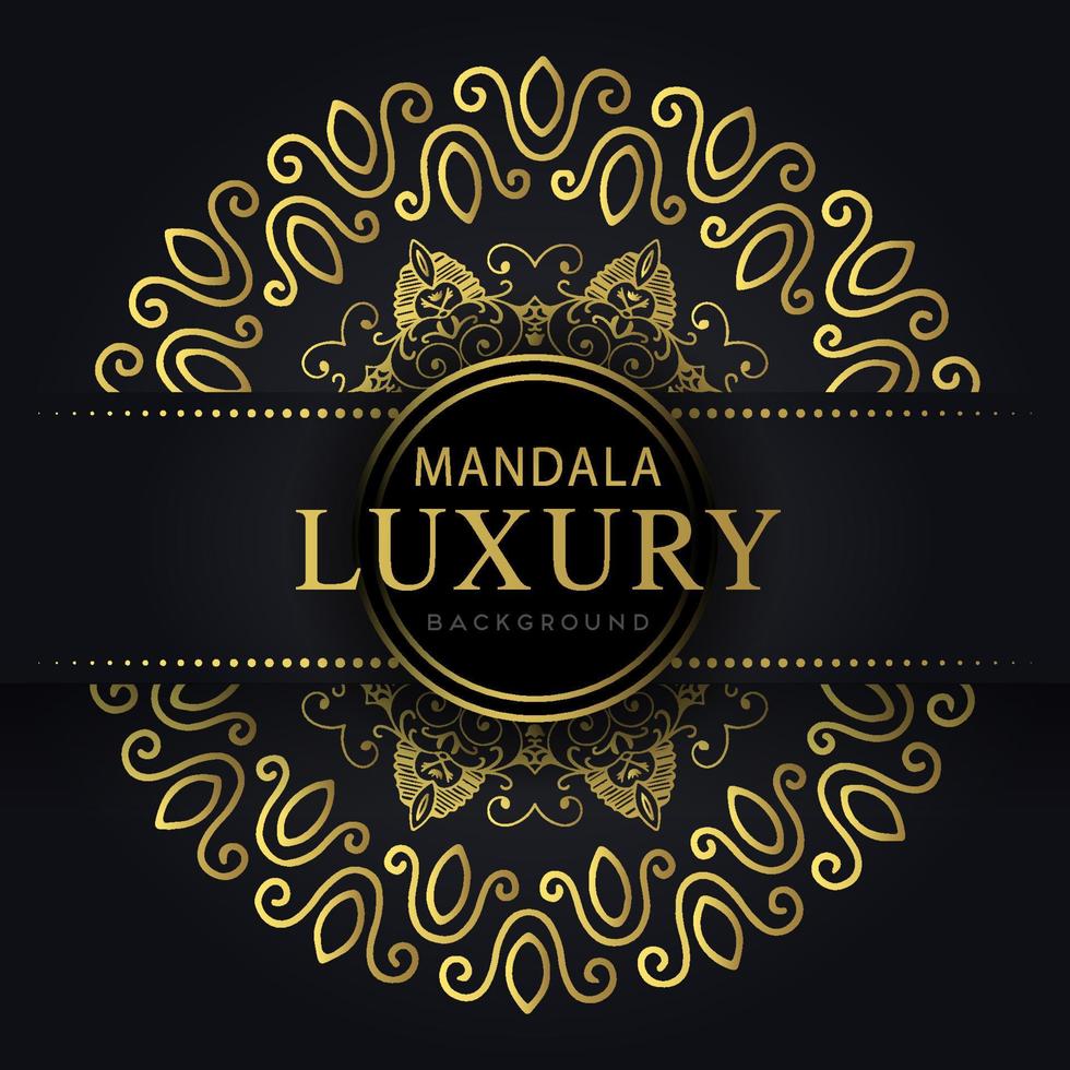 luxury mandala golden with a black background elegant design for anniversary invitation henna vector