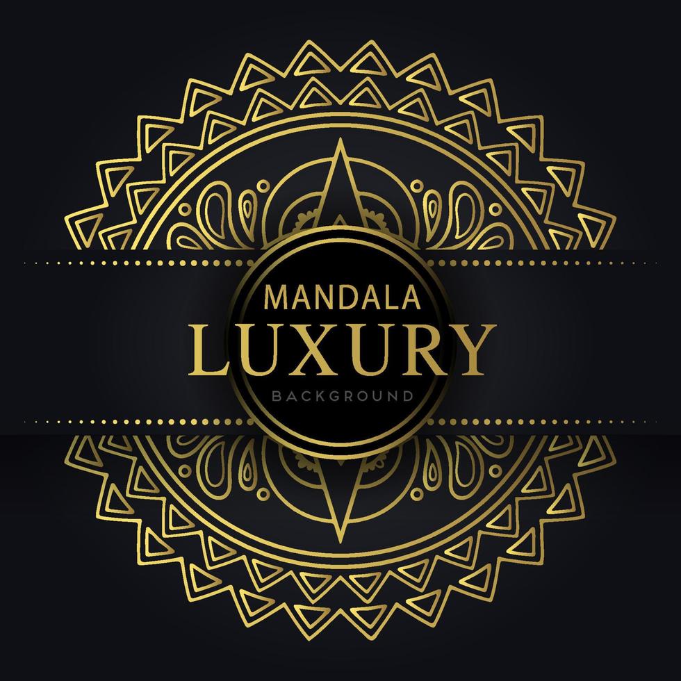 luxury mandala golden with a black background elegant design for anniversary invitation henna vector