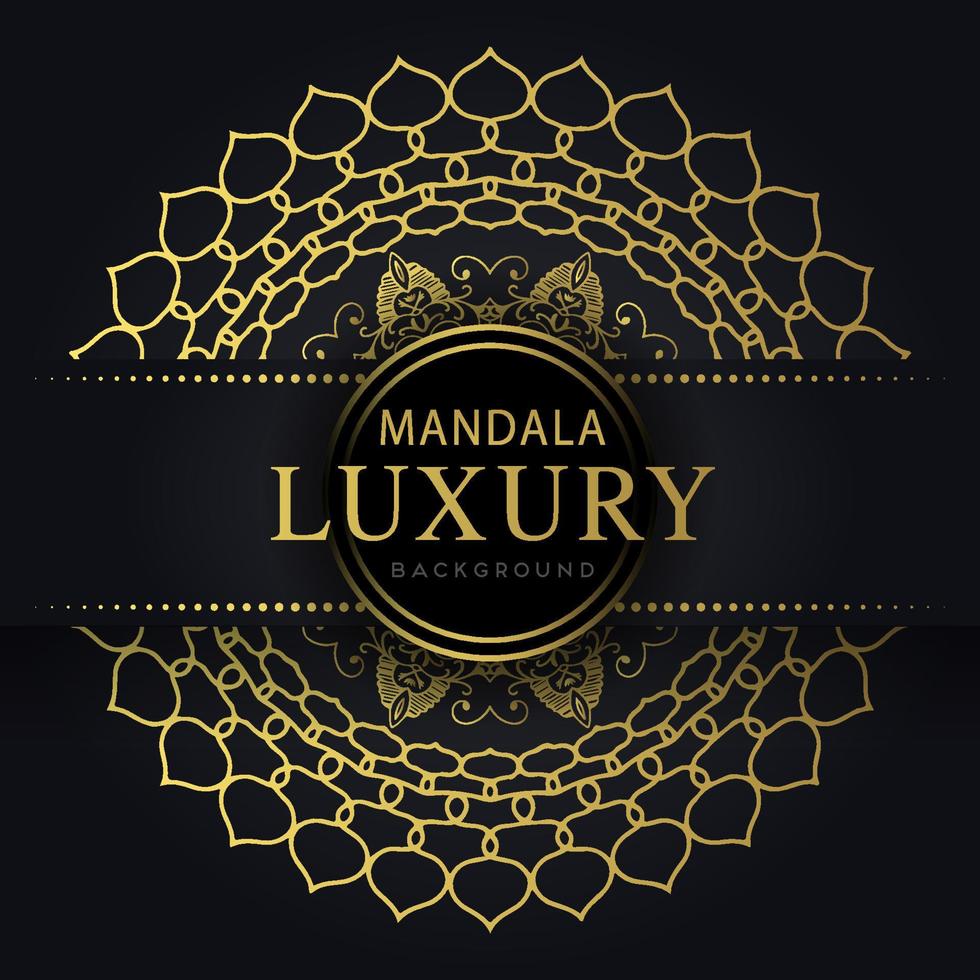 luxury mandala golden with a black background elegant design for anniversary invitation henna vector