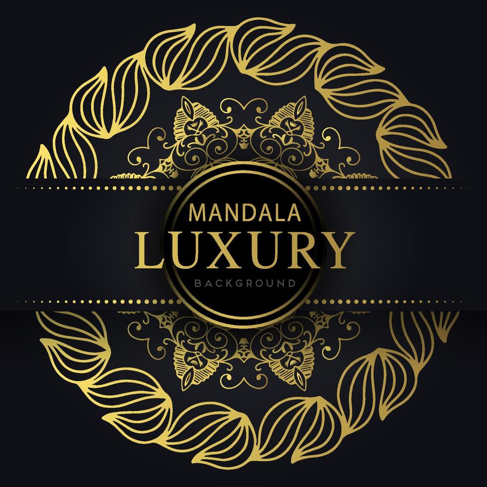 luxury mandala golden with a black background elegant design for anniversary invitation henna vector