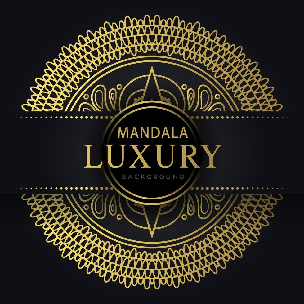 luxury mandala golden with a black background elegant design for anniversary invitation henna vector