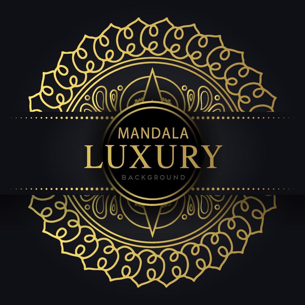 luxury mandala golden with a black background elegant design for anniversary invitation henna vector