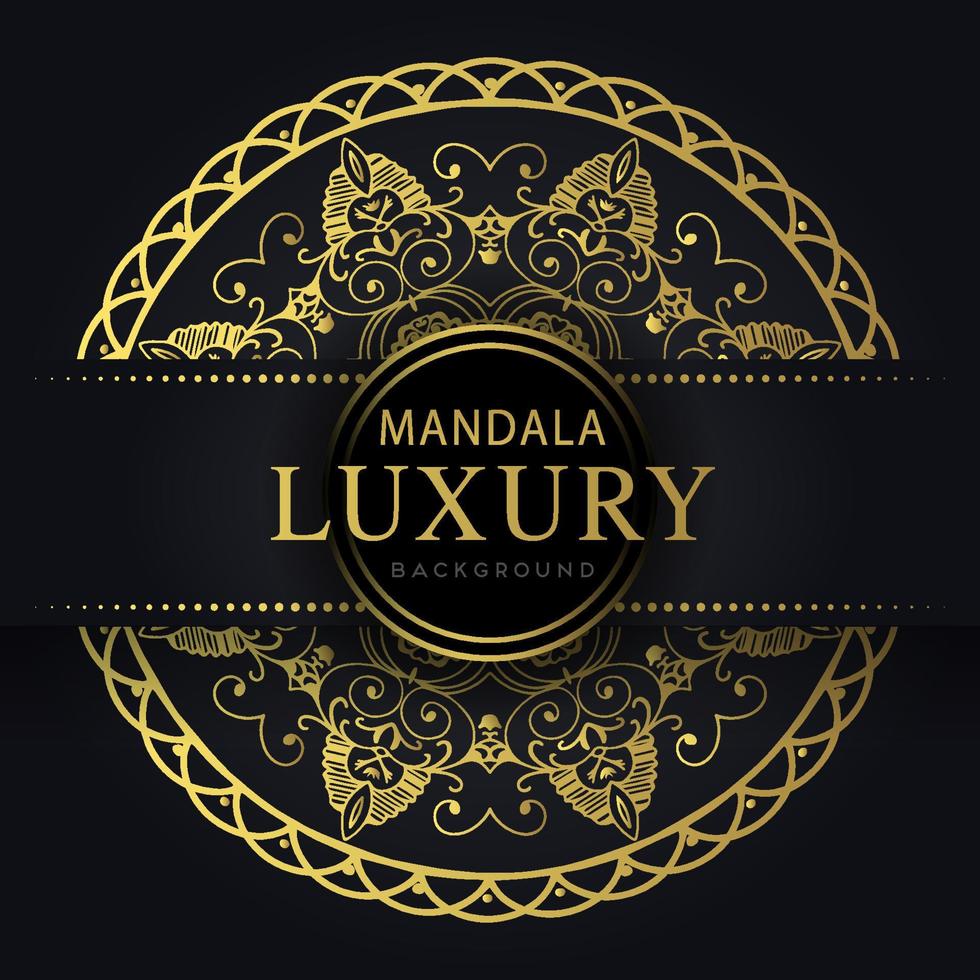 luxury mandala golden with a black background elegant design for anniversary invitation henna vector