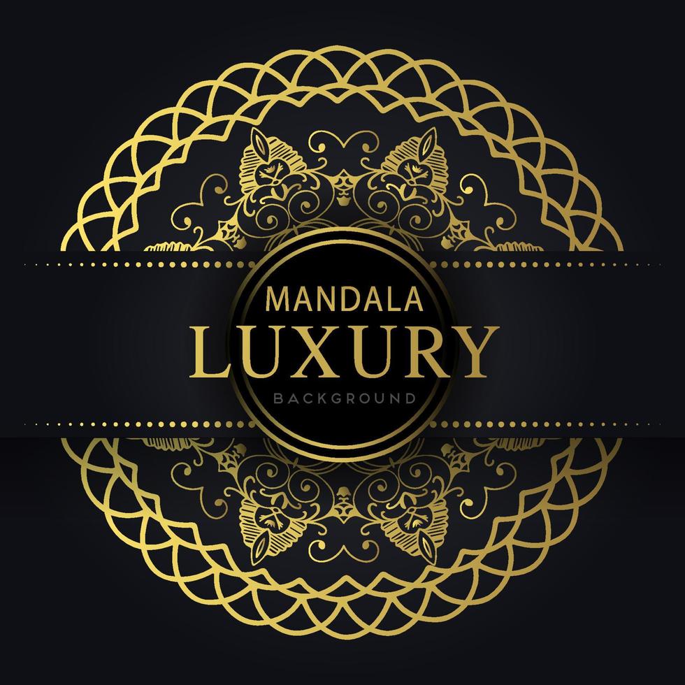 luxury mandala golden with a black background elegant design for anniversary invitation henna vector