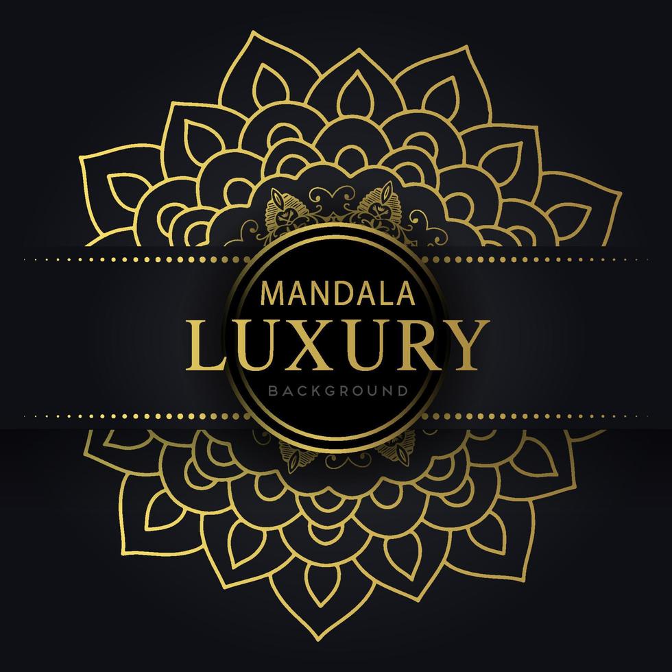 luxury mandala golden with a black background elegant design for anniversary invitation henna vector