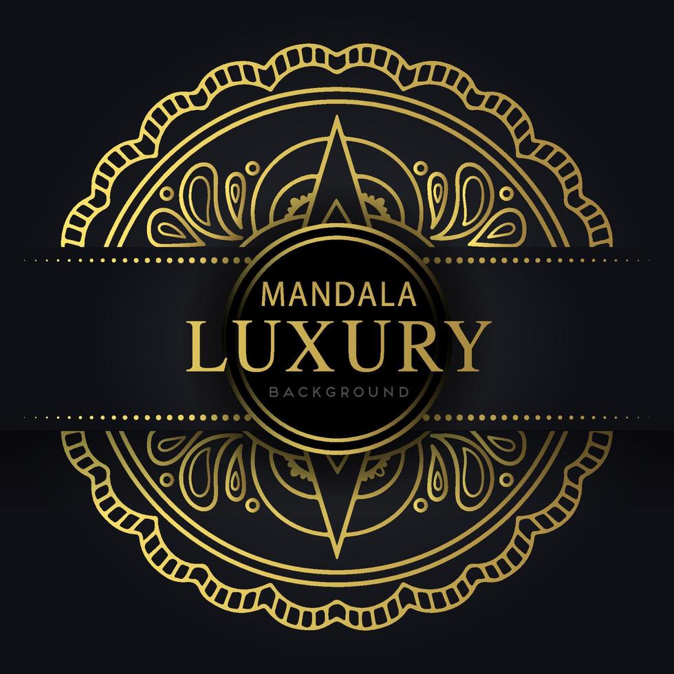 luxury mandala golden with a black background elegant design for anniversary invitation henna vector